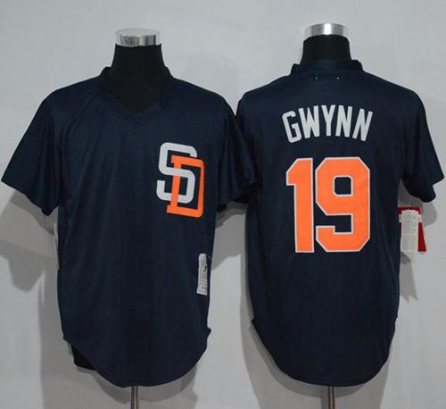 Mitchell And Ness 1996 Padres #19 Tony Gwynn Navy Blue Throwback Stitched MLB Jersey